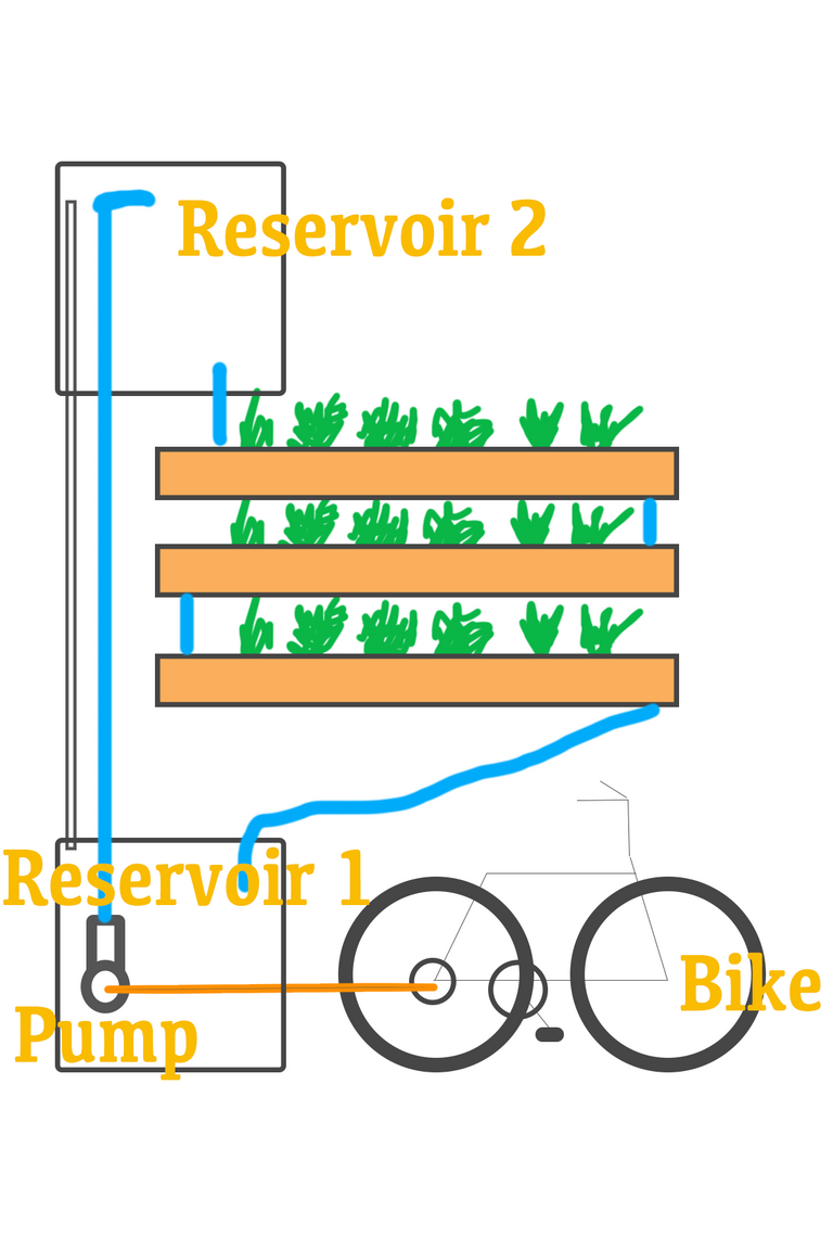 bike-based hydroponics diagram